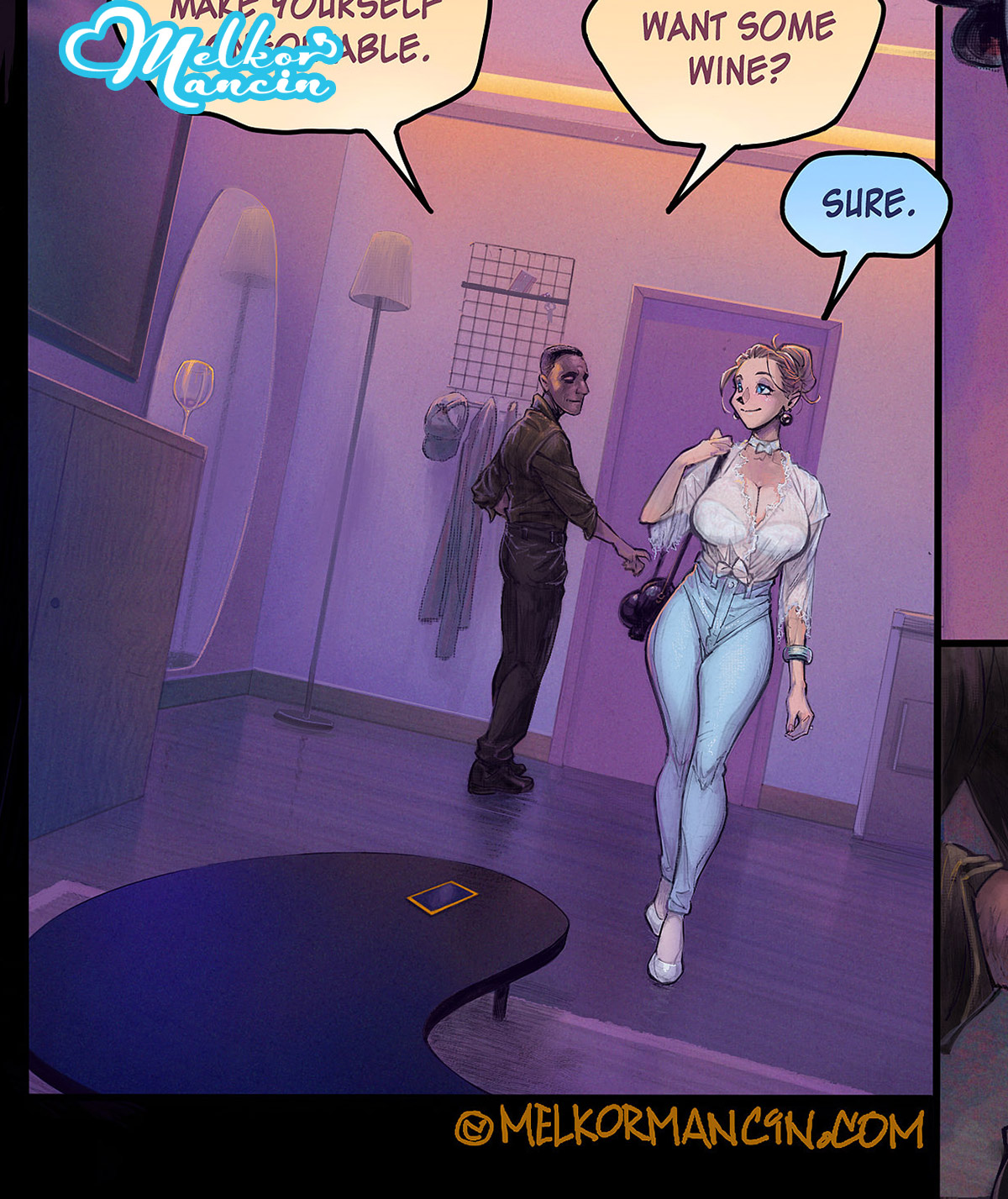 Make yourself confortable, want some wine?