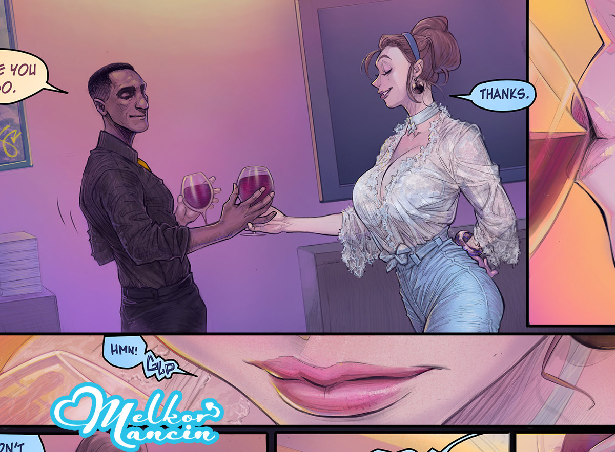 A voluptuous figure showcased in a seductive, tight blouse