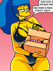 He opens the package and finds various sadomasochistic items - The Simptoons, Sadomasochistic Package by welcomix (tufos)