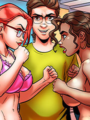 I won by a difference of ten centimeters, but my ass endured more cock - Nerd Stallion, Sex battle between daughters by welcomix (tufos)